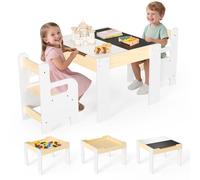 Set tavolo e sedia per bambini, scrivania 3 in 1 per bambini piccoli con cassetto portaoggetti, tavolo da attività in legno 2 in 1 con piano staccabile, libreria, adatto per aule, casa, asilo nido