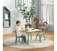Set Tavolo e Sedie 3 Pezzi per Bambini da 3 Anni Disegni Animali Verde DecHome