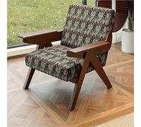 Set tavolo e sedie da balcone, piccola poltrona singola | Divano curvo ergonomico, cuscini a molle, struttura in legno massello, facilità di montaggio, tessuto moderno a righe(A26)