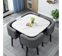 Set Tavolo E Sedie da Pranzo Tavolo da Pranzo Quadrati/Rotondo da 80 Cm E 4 Sedie Tavolo da Cucina Compatto per Piccoli Spazi per Sala da Pranzo Cucina Soggiorno Balcone,Clothf,80cm/31.5in