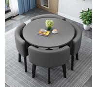 Set Tavolo E Sedie da Pranzo Tavolo da Pranzo Quadrati/Rotondo da 80 Cm E 4 Sedie Tavolo da Cucina Compatto per Piccoli Spazi per Sala da Pranzo Cucina Soggiorno Balcone,Leatheri,80cm/31.5in