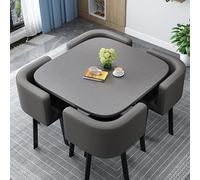 Set Tavolo E Sedie da Pranzo Tavolo da Pranzo Quadrati/Rotondo da 80 Cm E 4 Sedie Tavolo da Cucina Compatto per Piccoli Spazi per Sala da Pranzo Cucina Soggiorno Balcone,Leatherf,80cm/31.5in