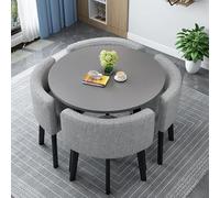 Set Tavolo E Sedie da Pranzo Tavolo da Pranzo Quadrati/Rotondo da 80 Cm E 4 Sedie Tavolo da Cucina Compatto per Piccoli Spazi per Sala da Pranzo Cucina Soggiorno Balcone,Clothh,80cm/31.5in