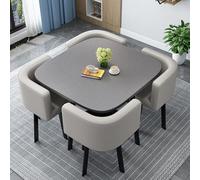 Set Tavolo E Sedie da Pranzo Tavolo da Pranzo Quadrati/Rotondo da 80 Cm E 4 Sedie Tavolo da Cucina Compatto per Piccoli Spazi per Sala da Pranzo Cucina Soggiorno Balcone,Leathere,80cm/31.5in