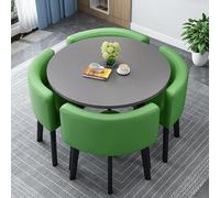 Set Tavolo E Sedie da Pranzo Tavolo da Pranzo Quadrati/Rotondo da 80 Cm E 4 Sedie Tavolo da Cucina Compatto per Piccoli Spazi per Sala da Pranzo Cucina Soggiorno Balcone,Leatherm,80cm/31.5in
