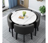 Set Tavolo E Sedie da Pranzo Tavolo da Pranzo Quadrati/Rotondo da 80 Cm E 4 Sedie Tavolo da Cucina Compatto per Piccoli Spazi per Sala da Pranzo Cucina Soggiorno Balcone,Leatherp,80cm/31.5in