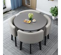 Set Tavolo E Sedie da Pranzo Tavolo da Pranzo Quadrati/Rotondo da 80 Cm E 4 Sedie Tavolo da Cucina Compatto per Piccoli Spazi per Sala da Pranzo Cucina Soggiorno Balcone,Leatherh,80cm/31.5in
