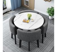 Set Tavolo E Sedie da Pranzo Tavolo da Pranzo Quadrati/Rotondo da 80 Cm E 4 Sedie Tavolo da Cucina Compatto per Piccoli Spazi per Sala da Pranzo Cucina Soggiorno Balcone,Clothp,80cm/31.5in