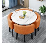 Set Tavolo E Sedie da Pranzo Tavolo da Pranzo Quadrati/Rotondo da 80 Cm E 4 Sedie Tavolo da Cucina Compatto per Piccoli Spazi per Sala da Pranzo Cucina Soggiorno Balcone,Clothr,80cm/31.5in