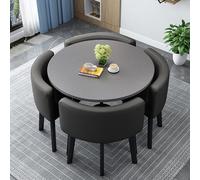 Set Tavolo E Sedie da Pranzo Tavolo da Pranzo Quadrati/Rotondo da 80 Cm E 4 Sedie Tavolo da Cucina Compatto per Piccoli Spazi per Sala da Pranzo Cucina Soggiorno Balcone,Leatherj,80cm/31.5in