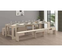 Set Tavolo e sedie Eric, Composizione Multiuso, Set con consolle e 2 panche allungabili, 100% Made in Italy, 66x25h45 cm, Olmo