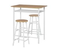 SET TAVOLO E SEDIE HOMCOM Con 2 Sgabelli IT835-297WT
