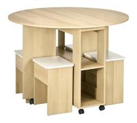 HOMCOM Set 5 Pezzi Tavolo da Pranzo con 2 Ripiani e Sedie Moderne in Truciolato