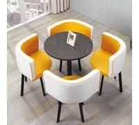 Set Tavolo e Sedie Rotonde for 4 Persone - Tavolo Cucina, Balcone, Giardino Esterno - Salvaspazio, Moderno, con Sedie da Esterno e da Giardino(Dark white yellow)