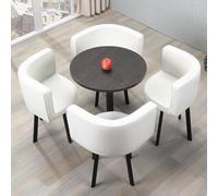 Set Tavolo e Sedie Rotonde for 4 Persone - Tavolo Cucina, Balcone, Giardino Esterno - Salvaspazio, Moderno, con Sedie da Esterno e da Giardino(Dark white)