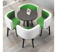 Set Tavolo e Sedie Rotonde for 4 Persone - Tavolo Cucina, Balcone, Giardino Esterno - Salvaspazio, Moderno, con Sedie da Esterno e da Giardino(Dark white green)