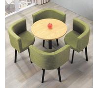 Set Tavolo e Sedie Rotonde for 4 Persone - Tavolo Cucina, Balcone, Giardino Esterno - Salvaspazio, Moderno, con Sedie da Esterno e da Giardino(Light green)