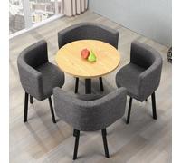 Set Tavolo e Sedie Rotonde for 4 Persone - Tavolo Cucina, Balcone, Giardino Esterno - Salvaspazio, Moderno, con Sedie da Esterno e da Giardino(Light gray)