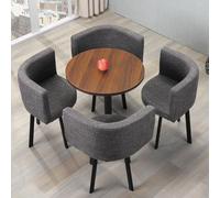 Set Tavolo e Sedie Rotonde for 4 Persone - Tavolo Cucina, Balcone, Giardino Esterno - Salvaspazio, Moderno, con Sedie da Esterno e da Giardino(Wood gray)
