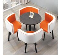 Set Tavolo e Sedie Rotonde for 4 Persone - Tavolo Cucina, Balcone, Giardino Esterno - Salvaspazio, Moderno, con Sedie da Esterno e da Giardino(Dark orange)
