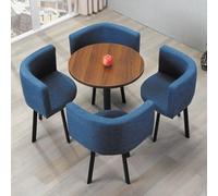 Set Tavolo e Sedie Rotonde for 4 Persone - Tavolo Cucina, Balcone, Giardino Esterno - Salvaspazio, Moderno, con Sedie da Esterno e da Giardino(Wood blue)