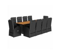 SET TAVOLO E SEDIE VIDAXL 11 pz con Cuscini in Polyrattan Nero - 3277636