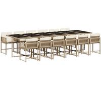 SET TAVOLO E SEDIE VIDAXL 13 pz con Cuscini Beige in Polyrattan - 3211486