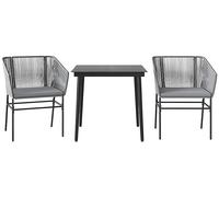 SET TAVOLO E SEDIE VIDAXL 3 pz con Cuscini in Polyrattan Vetro - 3334527