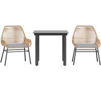 SET TAVOLO E SEDIE VIDAXL 3 pz con Cuscini Polyrattan Vetro - 3334569