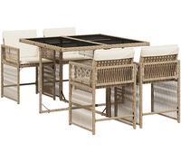 SET TAVOLO E SEDIE VIDAXL 5 pz con Cuscini Beige in Polyrattan - 3211618