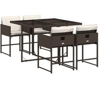 SET TAVOLO E SEDIE VIDAXL 5 pz con Cuscini in Polyrattan Marrone - 3211257