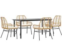 SET TAVOLO E SEDIE VIDAXL 5 pz con Cuscini Polyrattan Vetro - 3334558