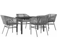 SET TAVOLO E SEDIE VIDAXL 5 pz con Cuscini Polyrattan Vetro - 3334627