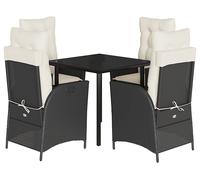 SET TAVOLO E SEDIE VIDAXL 5 pz Nero con Cuscini in Polyrattan - 3213165