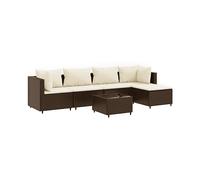 SET TAVOLO E SEDIE VIDAXL 6 pz con Cuscini in Polyrattan Marrone - 3308065