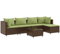 SET TAVOLO E SEDIE VIDAXL 6 pz con Cuscini in Polyrattan Marrone - 3308070