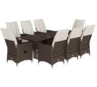 SET TAVOLO E SEDIE VIDAXL 9 pz con Cuscini Marrone in Polyrattan - 3276778