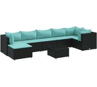 SET TAVOLO E SEDIE VIDAXL con Cuscini 8 pz Nero in Polyrattan - 3308236