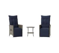 SET TAVOLO E SEDIE VIDAXL da Bistrot 3 pz con Cuscini, PE-Rattan, 92x56x59 cm