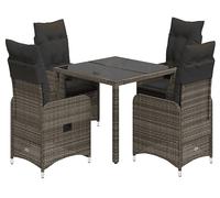 SET TAVOLO E SEDIE VIDAXL da Bistrot 5 pz con Cuscini in Polyrattan Grigio - 3277033