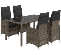SET TAVOLO E SEDIE VIDAXL da Bistrot 5 pz con Cuscini in Polyrattan Grigio - 3277034