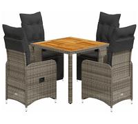 SET TAVOLO E SEDIE VIDAXL da Bistrot 5 pz con Cuscini in Polyrattan Grigio - 3277158