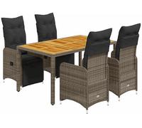 SET TAVOLO E SEDIE VIDAXL da Bistrot 5 pz con Cuscini in Polyrattan Grigio - 3277159
