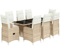 SET TAVOLO E SEDIE VIDAXL da Bistrot 9 pz con Cuscini Beige in Polyrattan - 3277106