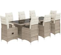 SET TAVOLO E SEDIE VIDAXL da Bistrot 9 pz con Cuscini Beige in Polyrattan - 3277286