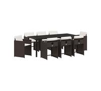 SET TAVOLO E SEDIE VIDAXL da Pranzo per Giardino con cuscino 9 pcs, Polyrattan, 80x200x73 cm