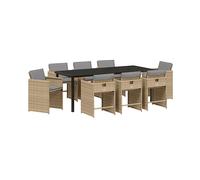 SET TAVOLO E SEDIE VIDAXL da Pranzo per Giardino con cuscino, Polyrattan, 80x200x73 cm