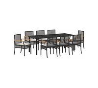 SET TAVOLO E SEDIE VIDAXL da Pranzo per Giardino con cuscino, Polyrattan, Legno di acacia, 80x200x73 cm
