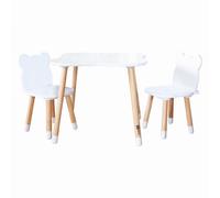 Set Tavolo in Legno con 2 Sedie FreeON Orso Bianco