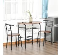 Set Tavolo Moderno con 2 Sedie per Sala da Pranzo, Set 3 Pezzi Mobili Salvaspazio da Cucina, Balcone, Ristorante o Bar, Marrone e Nero